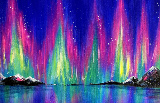 Pub Painting Northern Lights